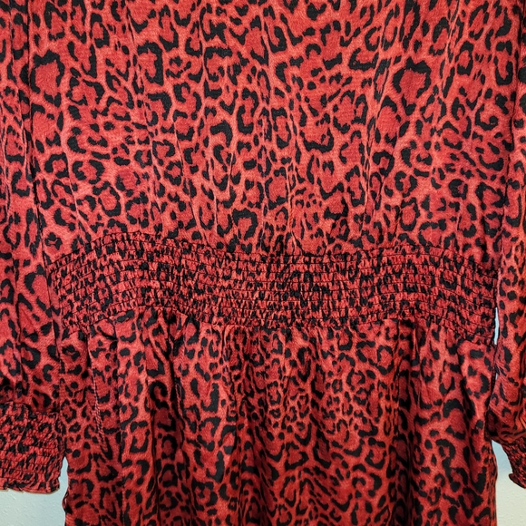MICHAEL Michael Kors Animal Print Red Ruffled Long Sleeve Dress Size 2X - Picture 6 of 8